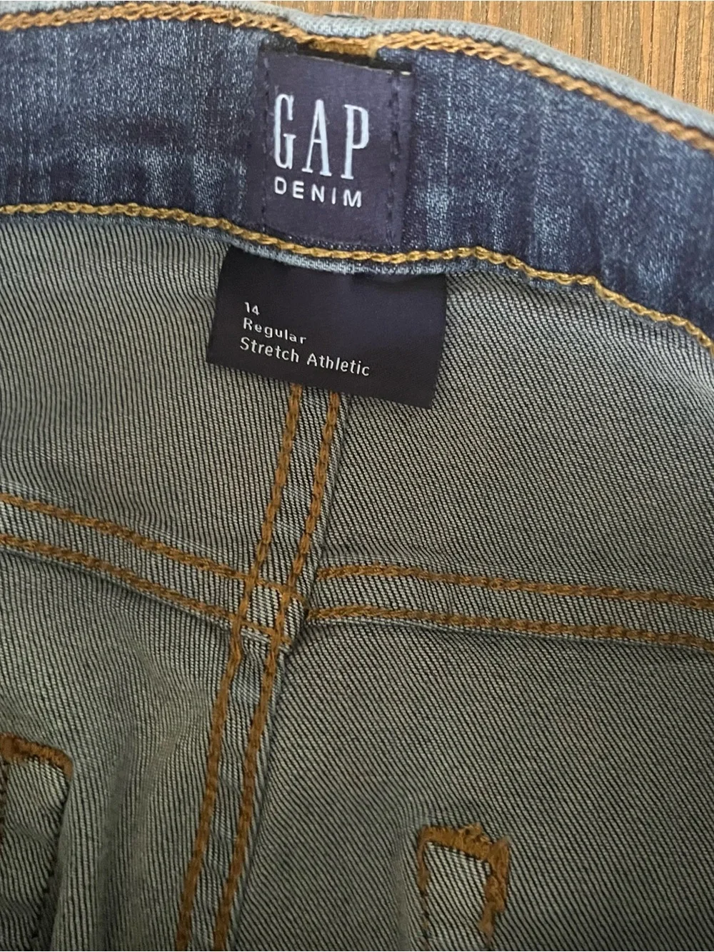 Gap Boys Stretch Athletic Taper Jeans Size 14 Regular Dark Wash Blue Denim